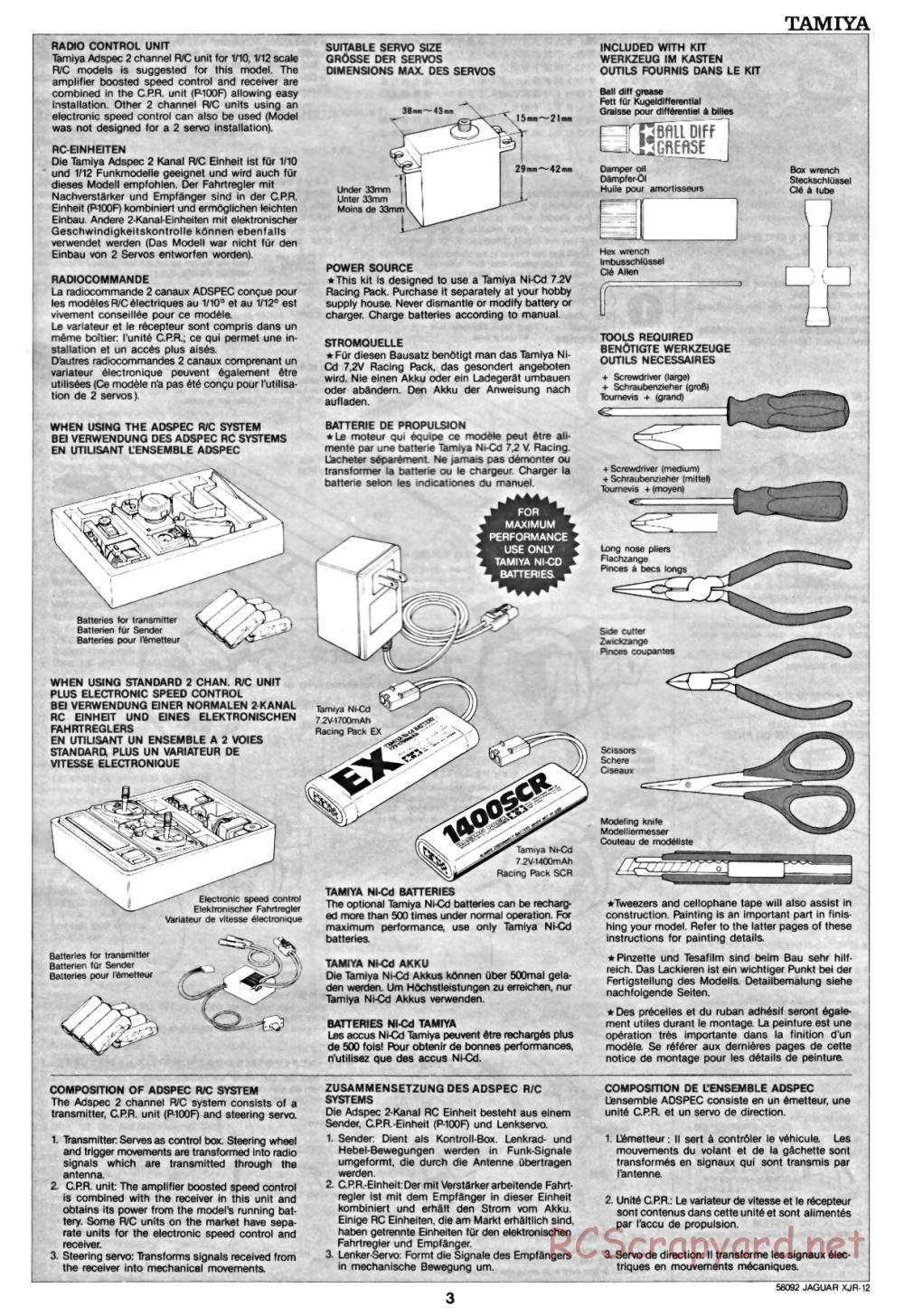 Tamiya - Jaguar XJR-12 - 58092 - Manual - Page 3