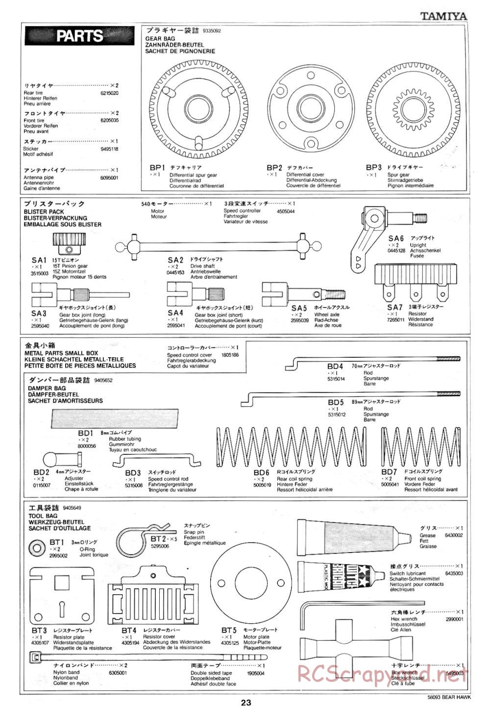 Tamiya - Bear Hawk - 58093 - Manual - Page 23