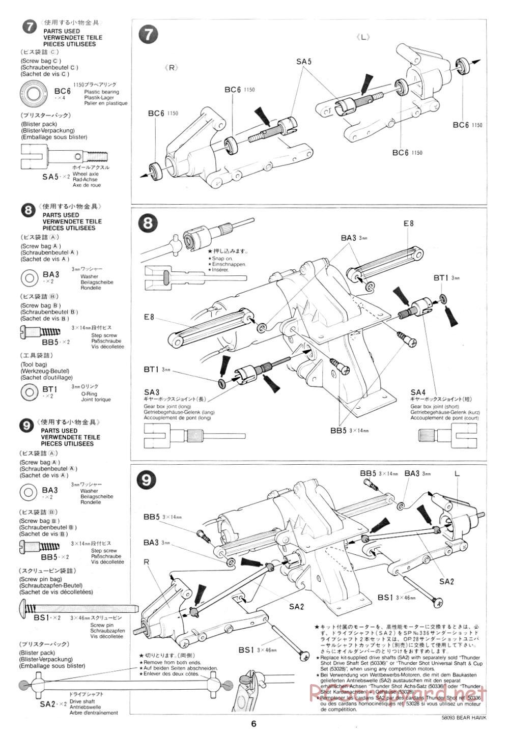 Tamiya - Bear Hawk - 58093 - Manual - Page 6