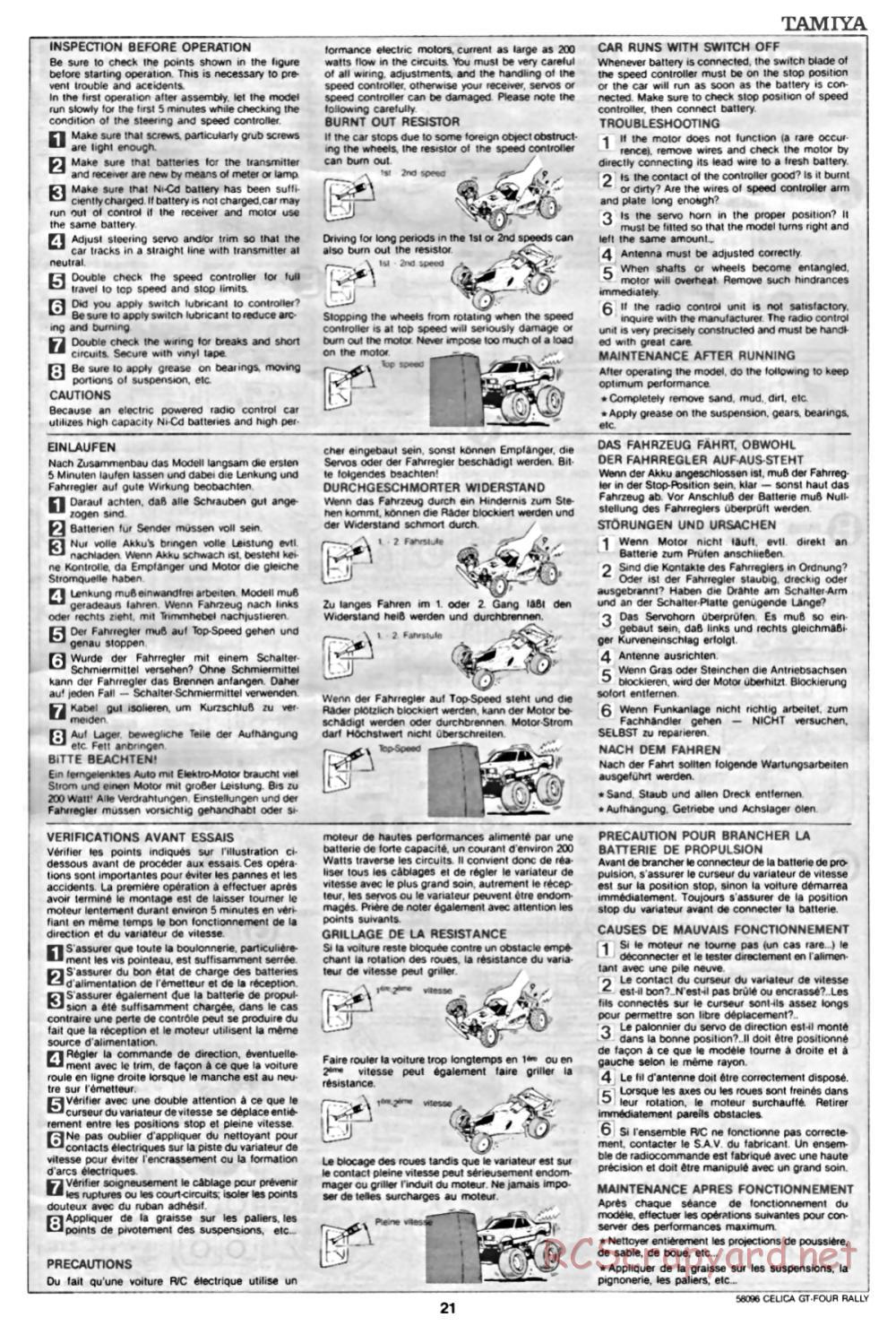 Tamiya - Toyota Celica GT-Four Rally - 58096 - Manual - Page 21