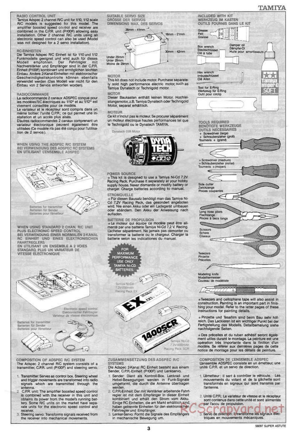Tamiya - Super Astute - 58097 - Manual - Page 3