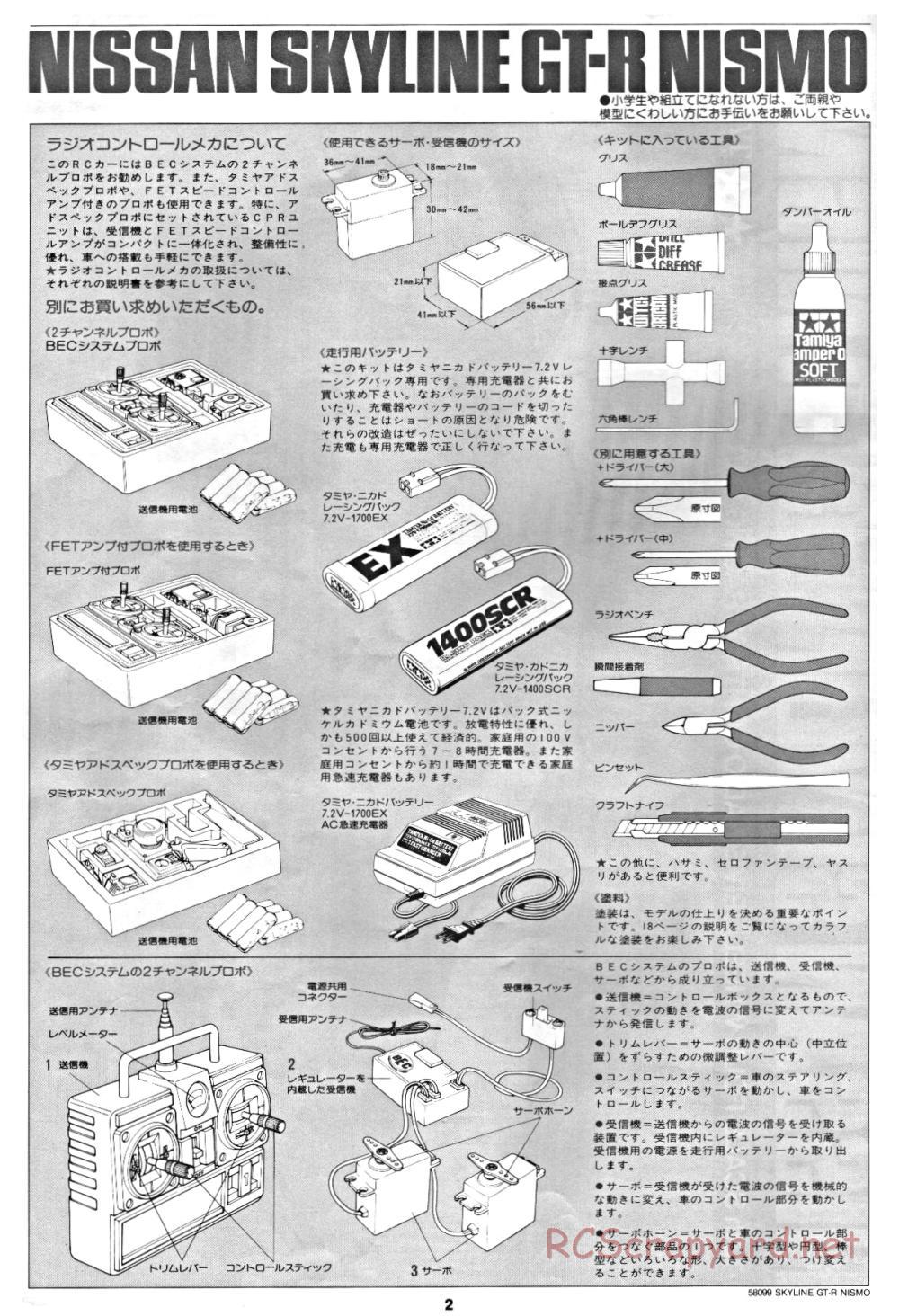 Tamiya - Nissan Skyline GT-R Nismo - 58099 - Manual - Page 2