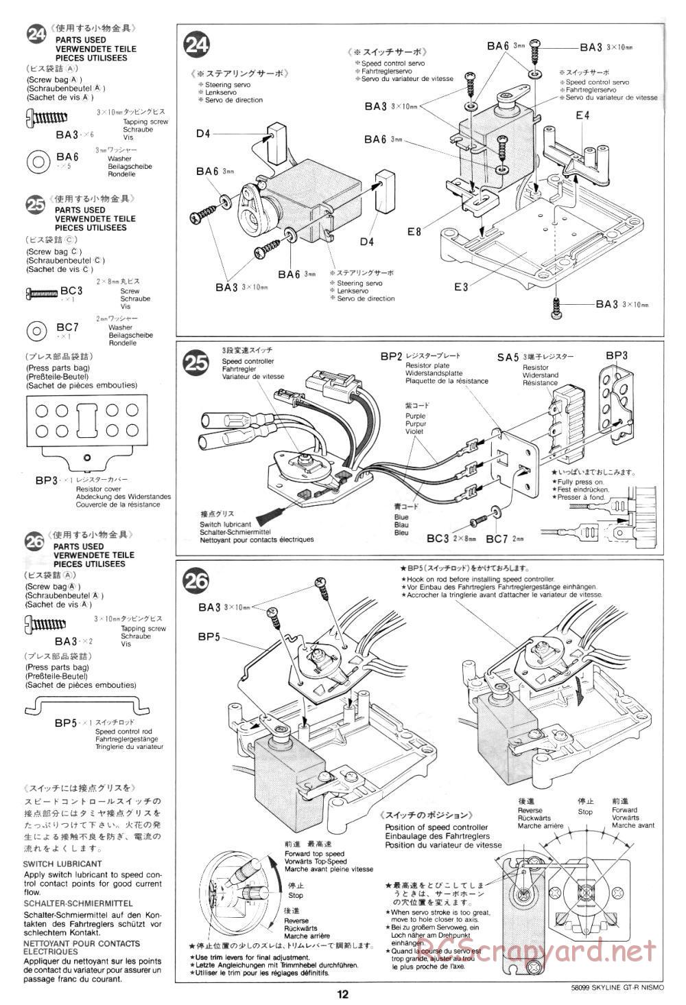 Tamiya - Nissan Skyline GT-R Nismo - 58099 - Manual - Page 12