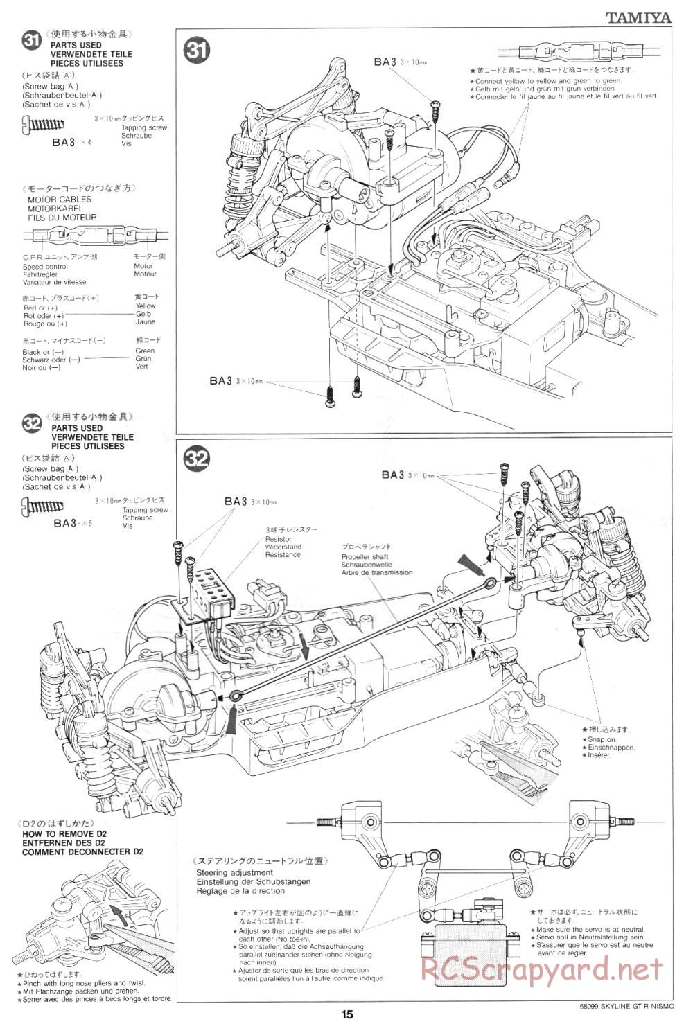 Tamiya - Nissan Skyline GT-R Nismo - 58099 - Manual - Page 15