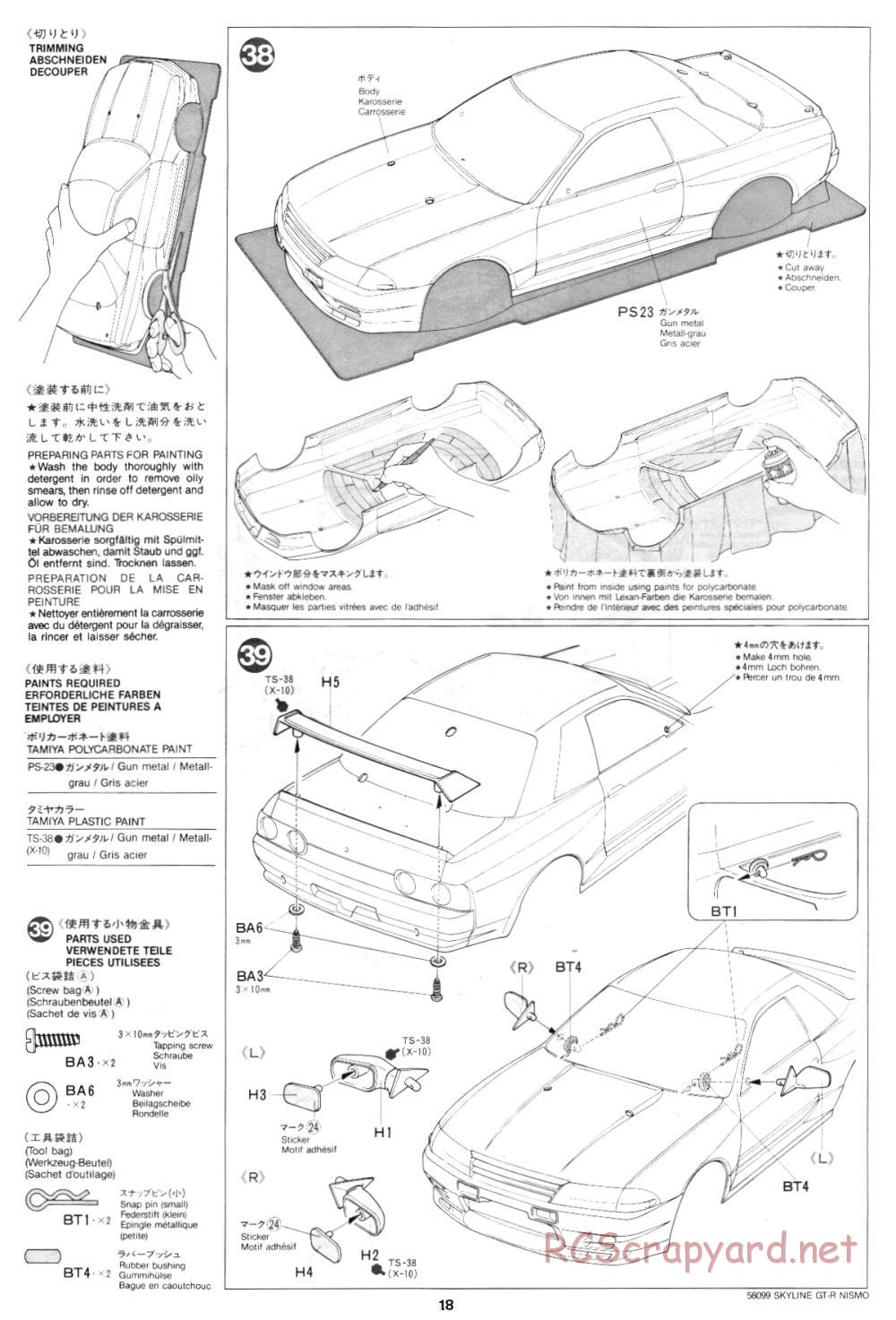 Tamiya - Nissan Skyline GT-R Nismo - 58099 - Manual - Page 18