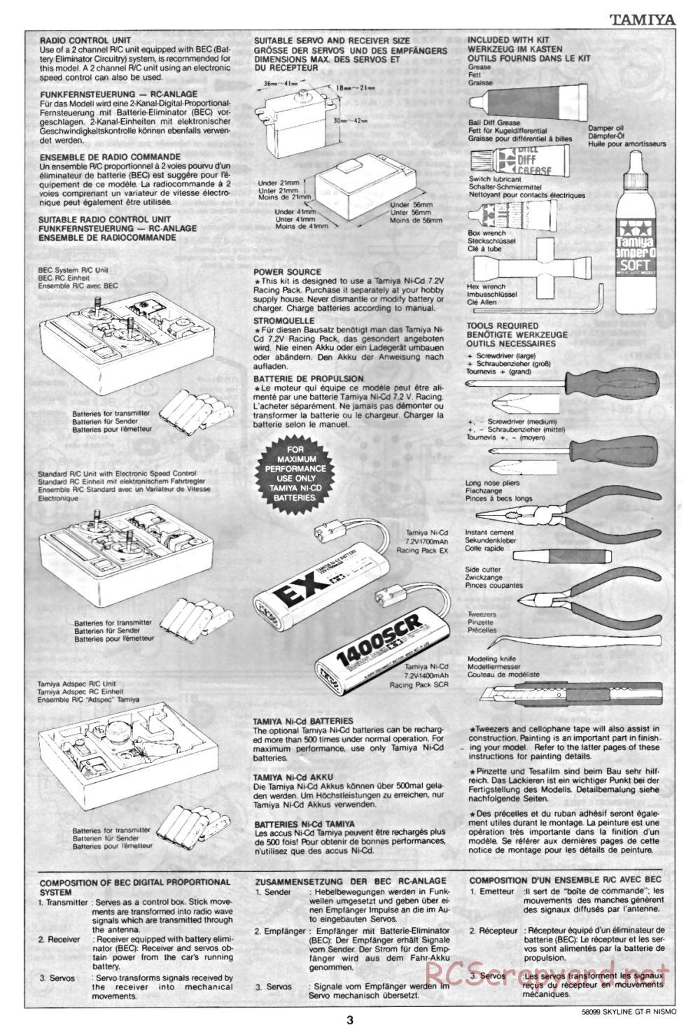 Tamiya - Nissan Skyline GT-R Nismo - 58099 - Manual - Page 3