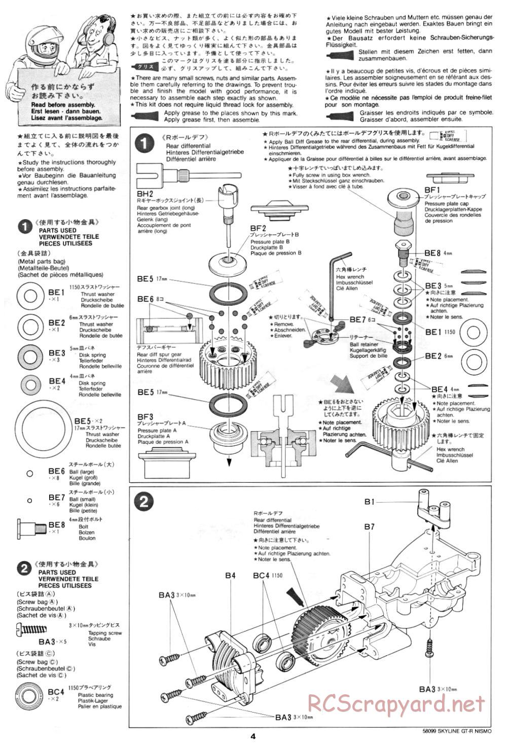 Tamiya - Nissan Skyline GT-R Nismo - 58099 - Manual - Page 4