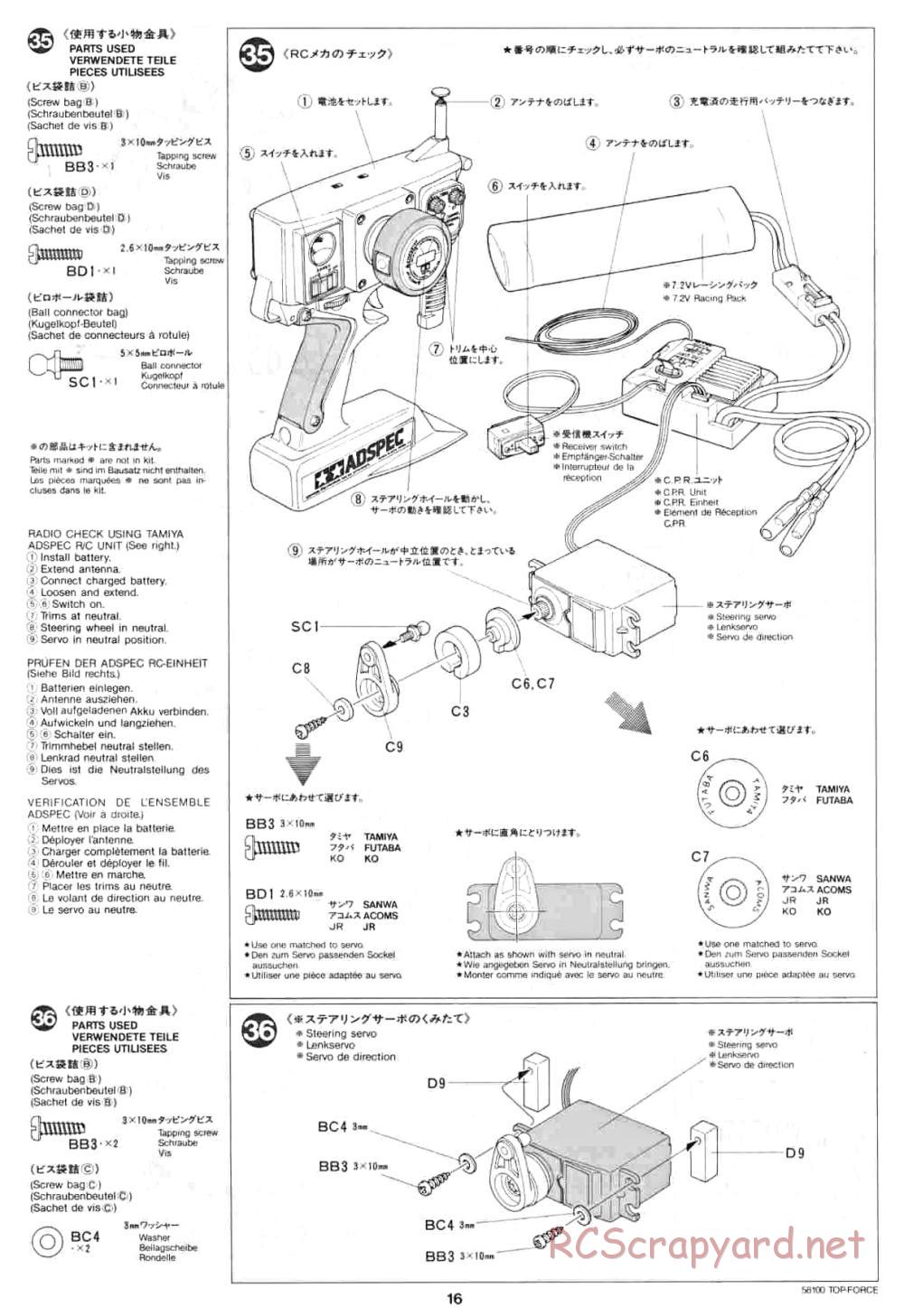 Tamiya - Top Force - 58100 - Manual - Page 16