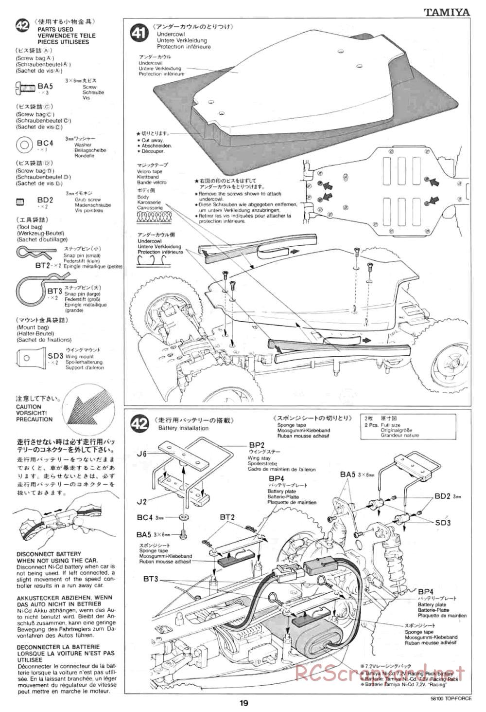 Tamiya - Top Force - 58100 - Manual - Page 19