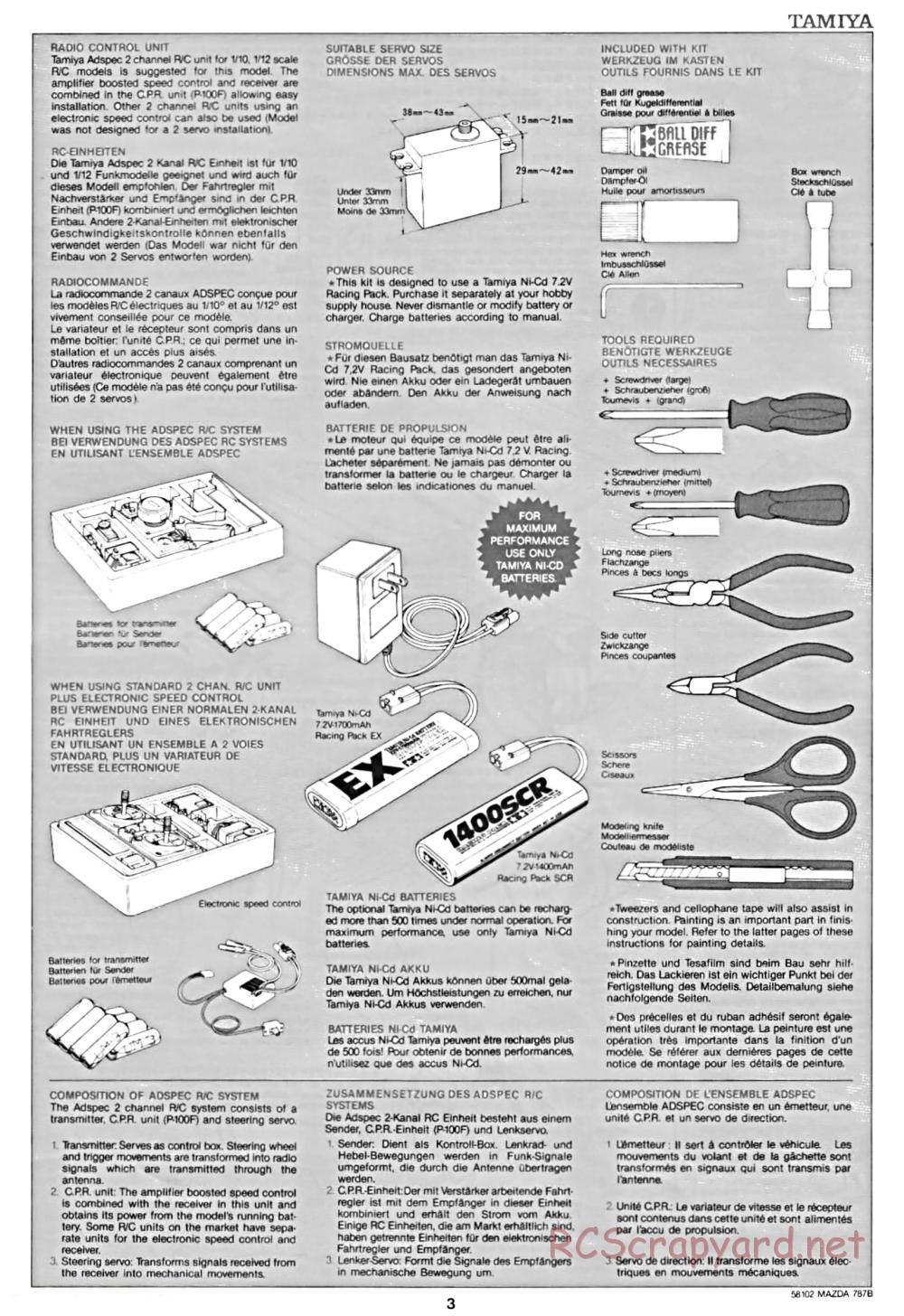 Tamiya - Mazda 787B - Group-C Chassis - Manual - Page 3