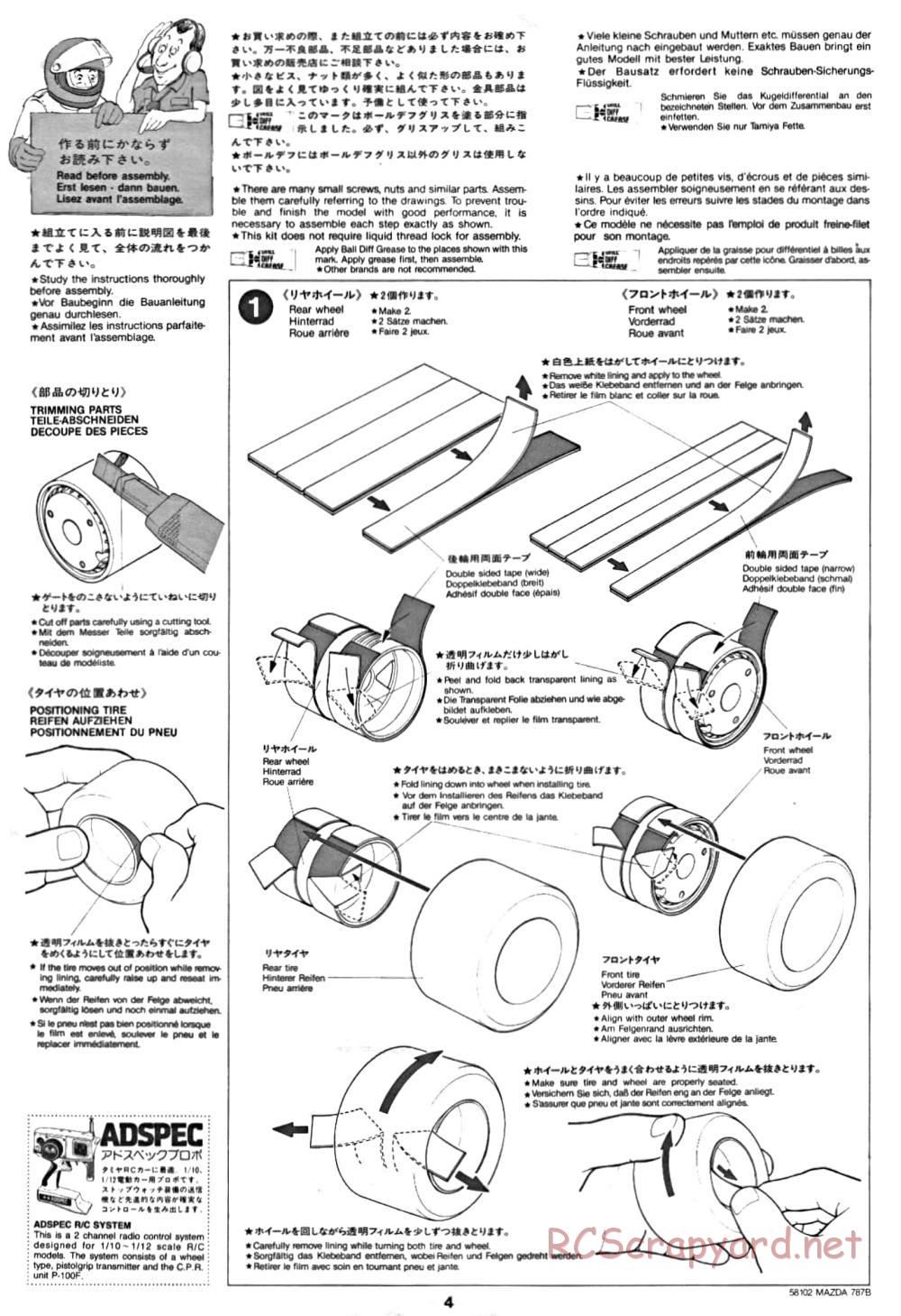 Tamiya - Mazda 787B - Group-C Chassis - Manual - Page 4