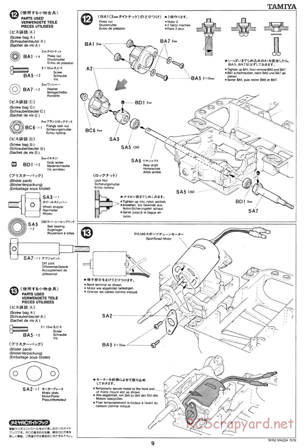 Tamiya - Mazda 787B - Group-C Chassis - Manual - Page 9