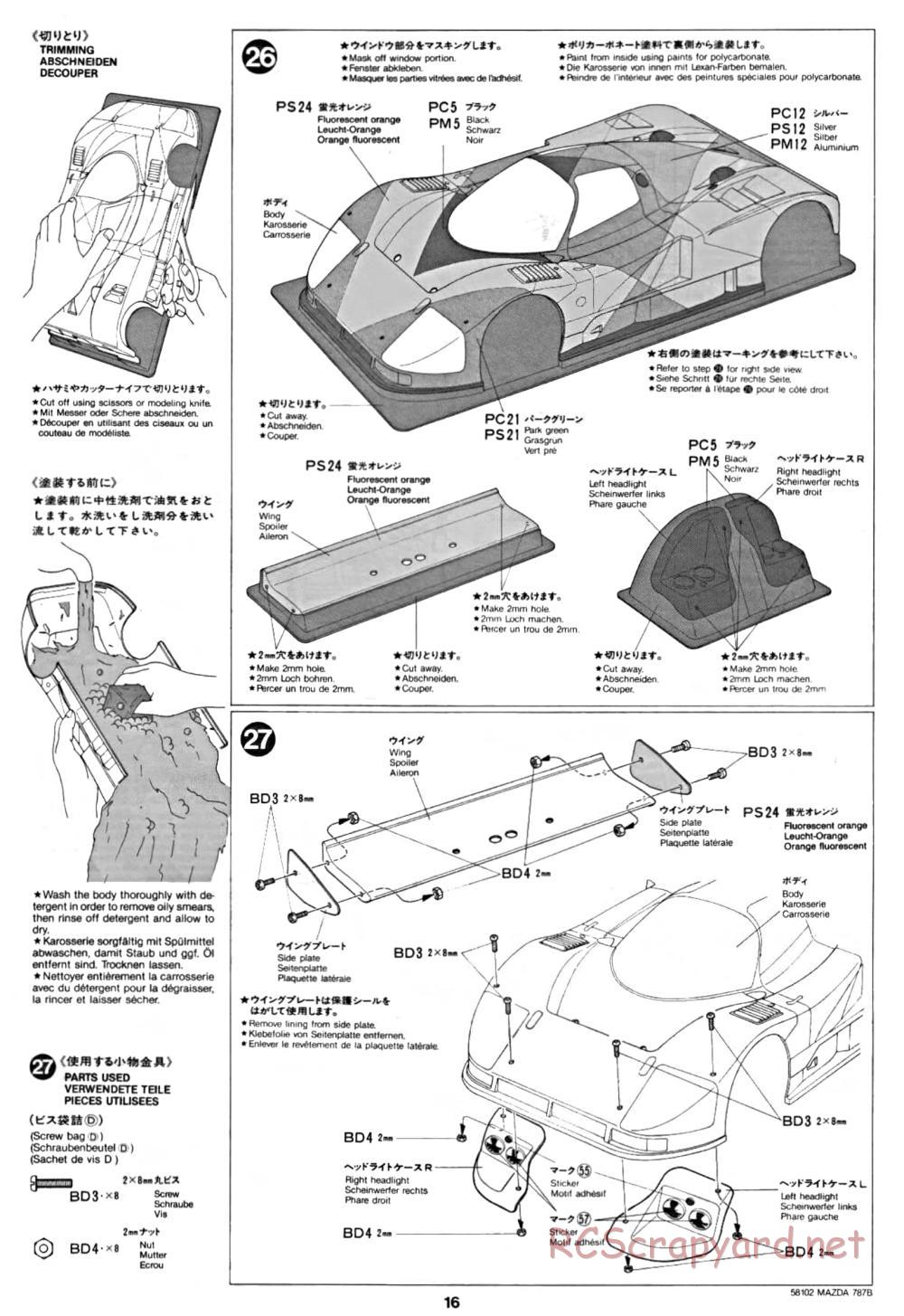 Tamiya - Mazda 787B - Group-C Chassis - Manual - Page 16