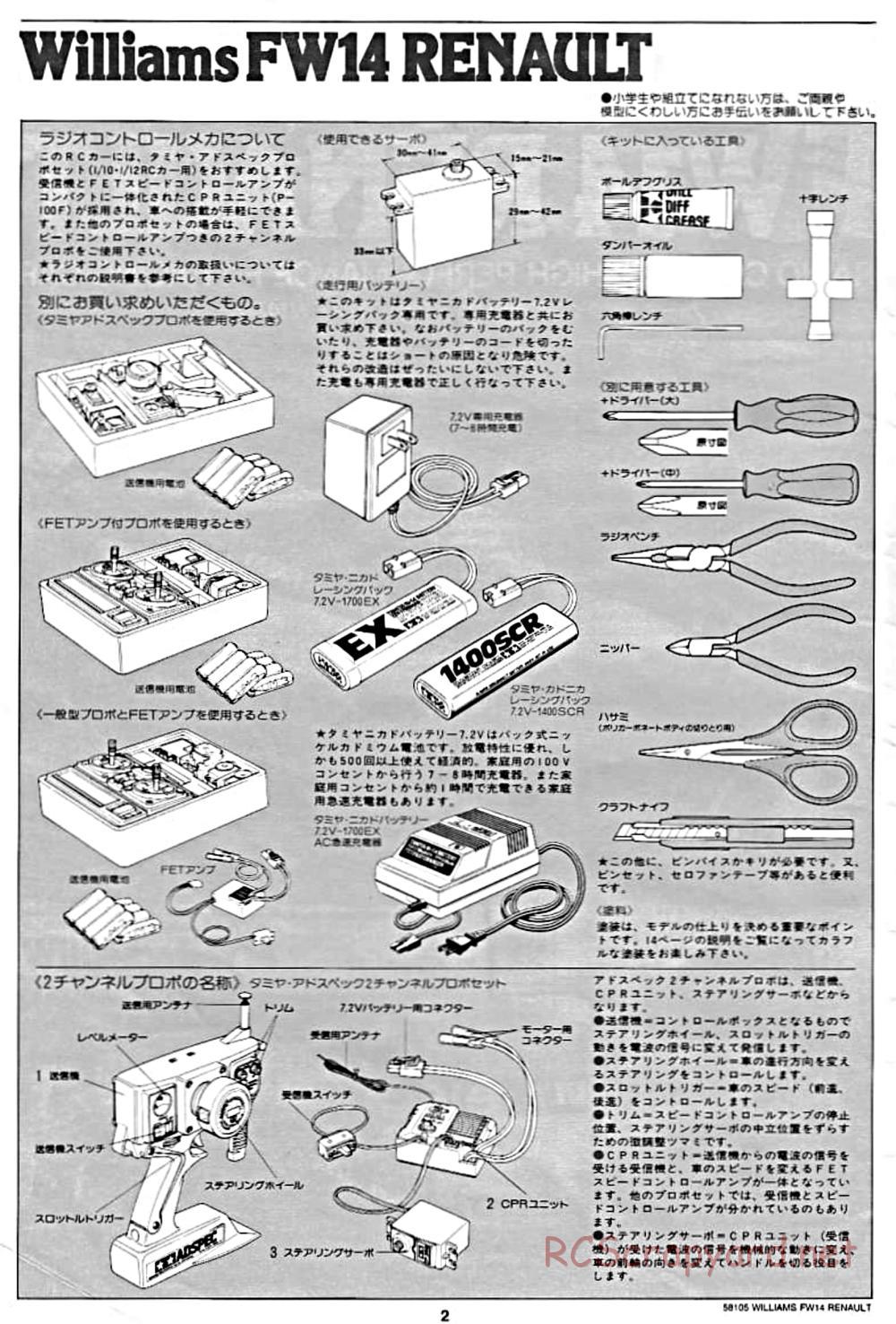 Tamiya - Williams FW14 Renault - F102 Chassis - Manual - Page 2