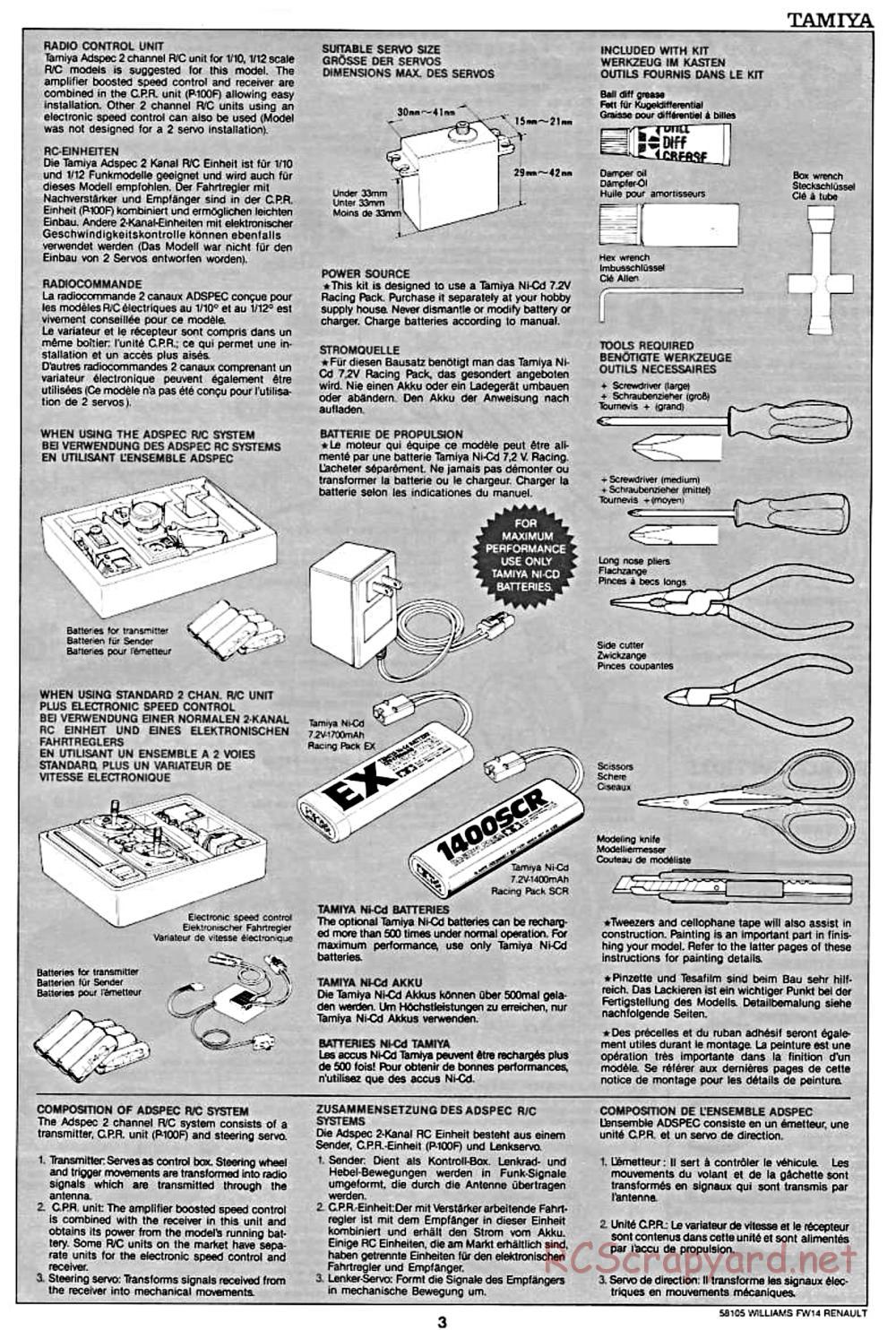 Tamiya - Williams FW14 Renault - F102 Chassis - Manual - Page 3