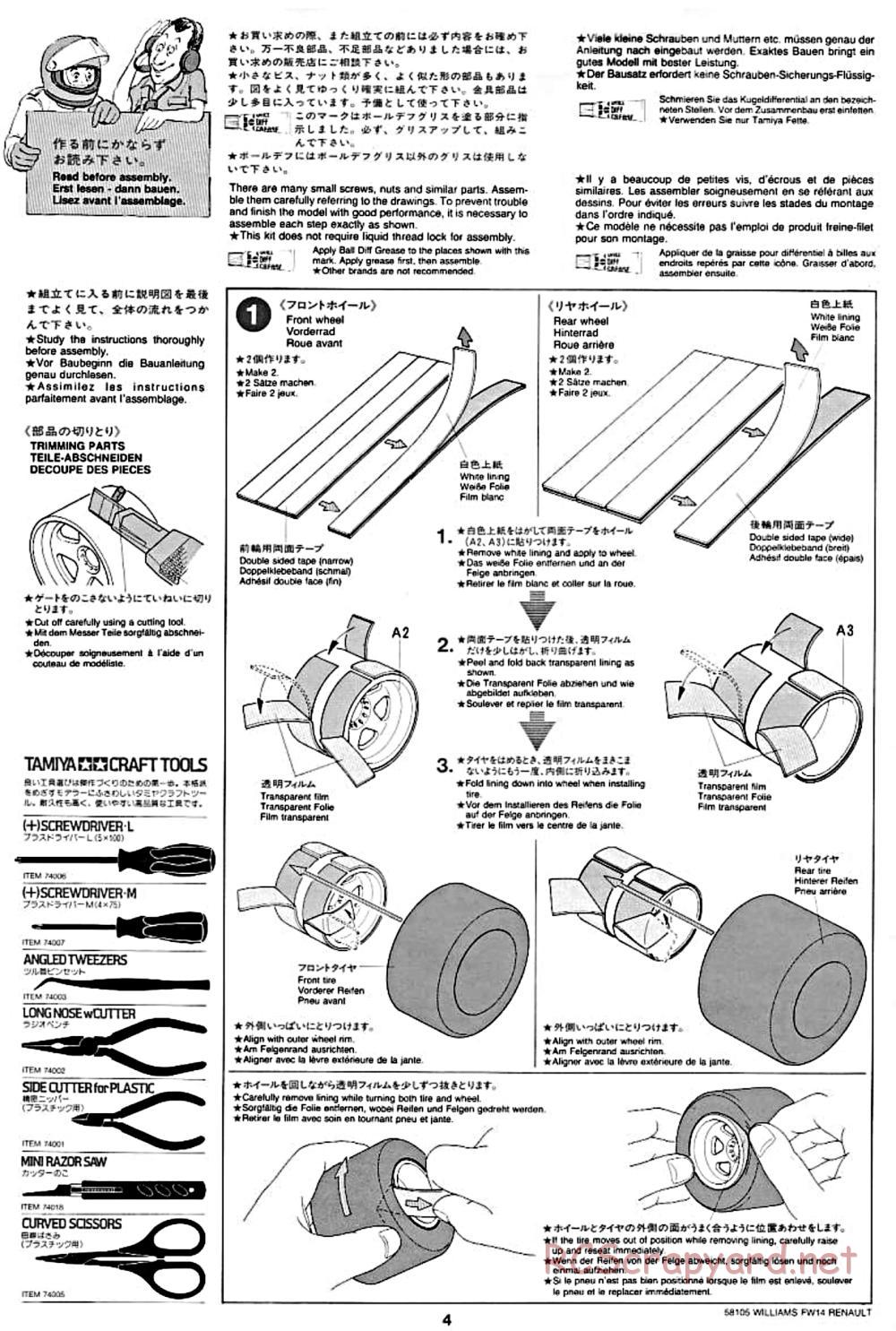 Tamiya - Williams FW14 Renault - F102 Chassis - Manual - Page 4