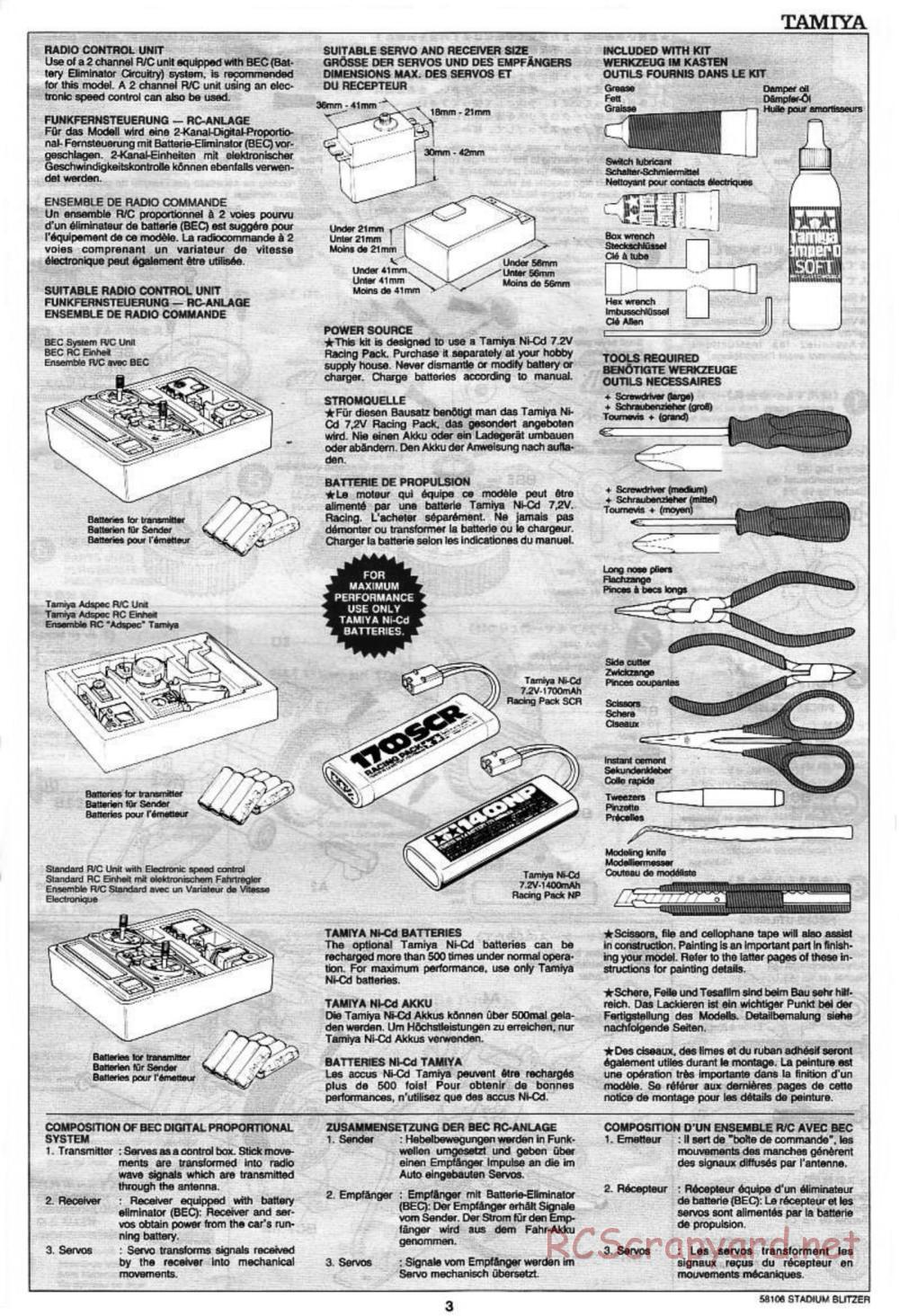 Tamiya - Stadium Blitzer Chassis - Manual - Page 3