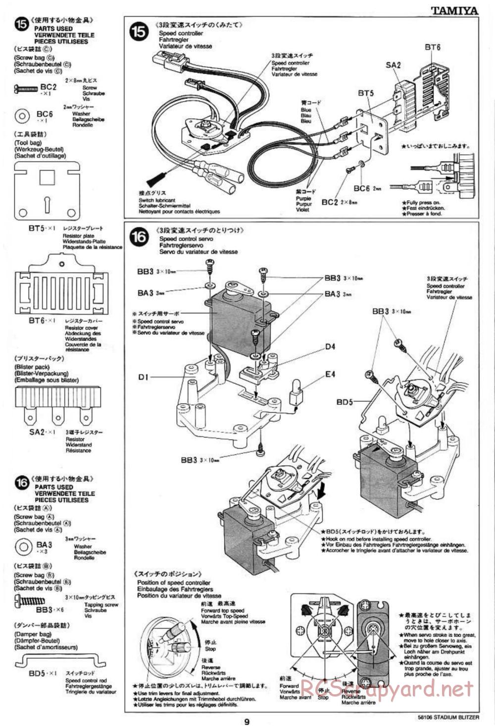 Tamiya - Stadium Blitzer Chassis - Manual - Page 9