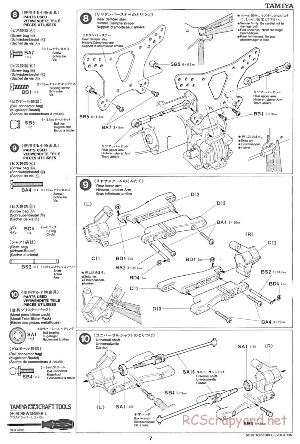 Tamiya - Top Force Evolution Chassis - Manual - Page 7