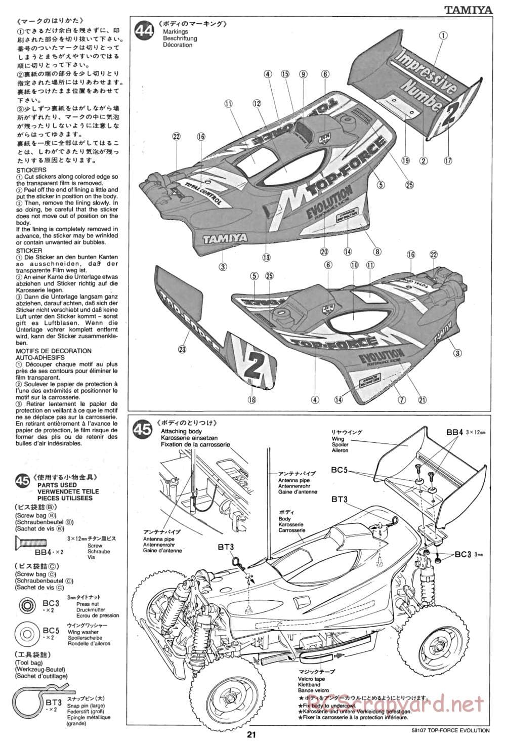 Tamiya - Top Force Evolution Chassis - Manual - Page 21