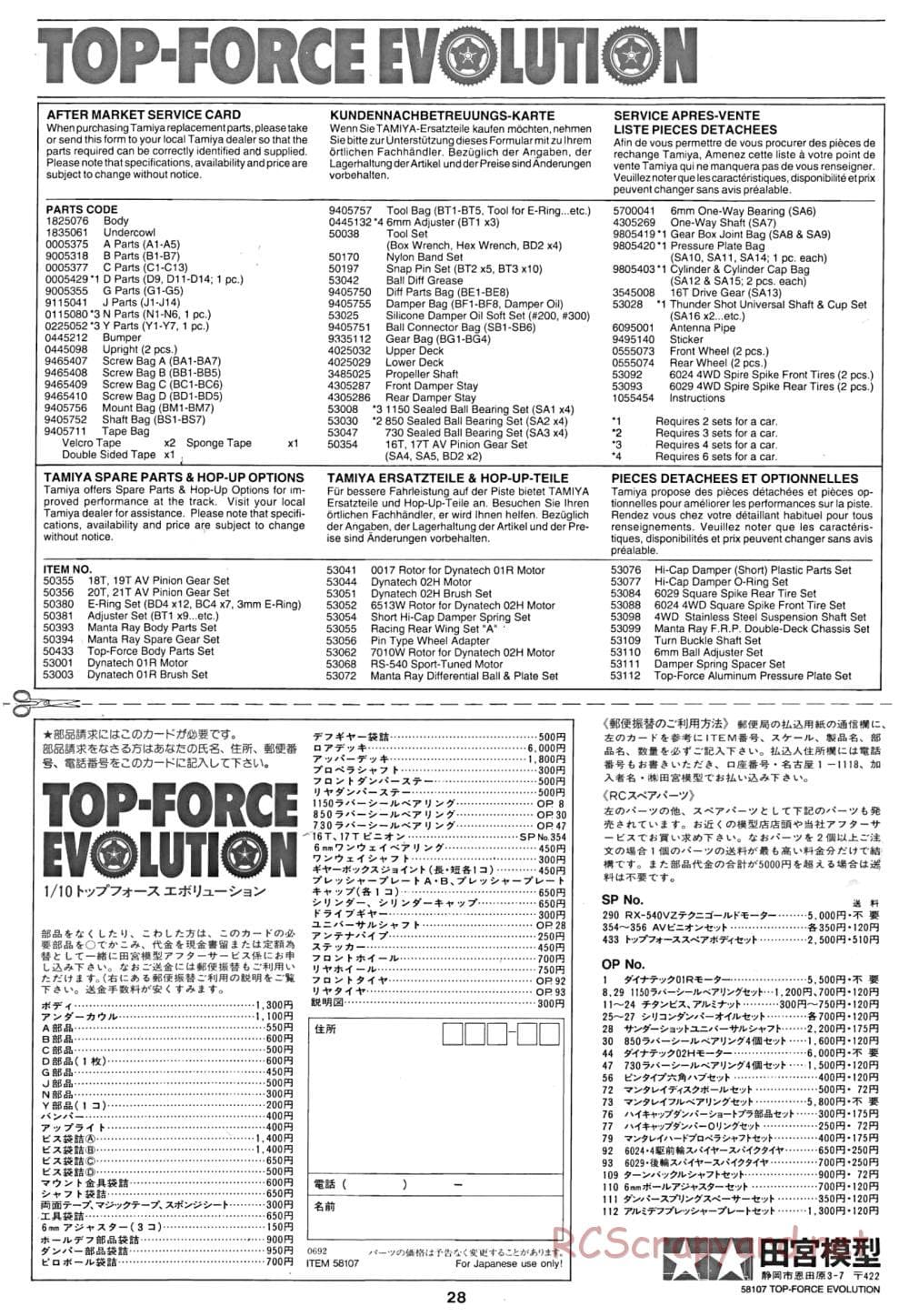 Tamiya - Top Force Evolution Chassis - Manual - Page 28