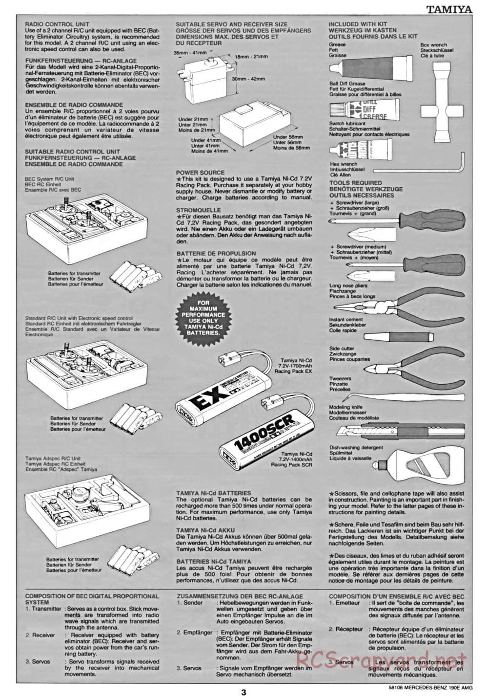 Tamiya - Mercedes Benz 190E Evo.II AMG - TA-01 Chassis - Manual - Page 3