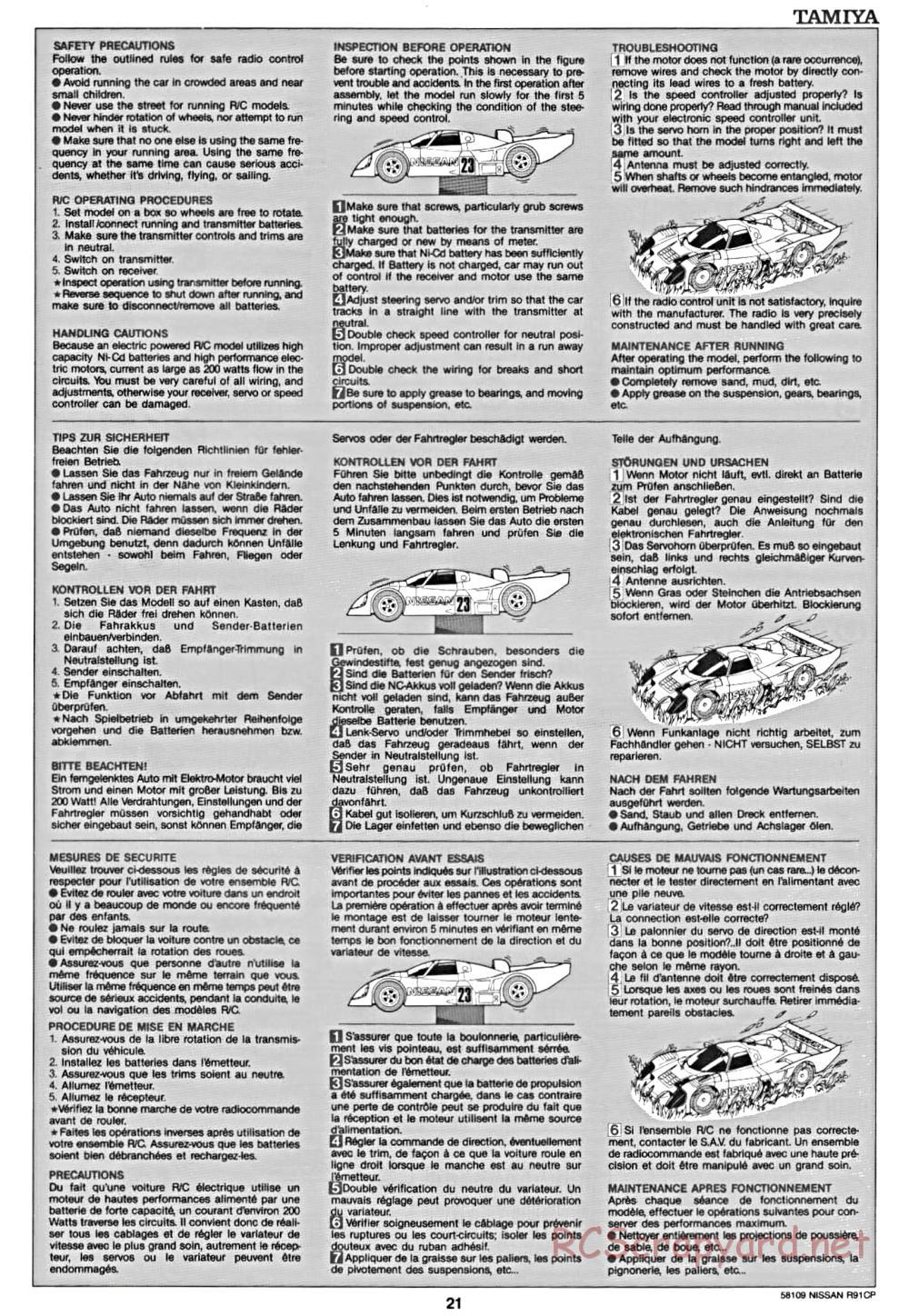 Tamiya - Nissan R91CP - Group-C Chassis - Manual - Page 21
