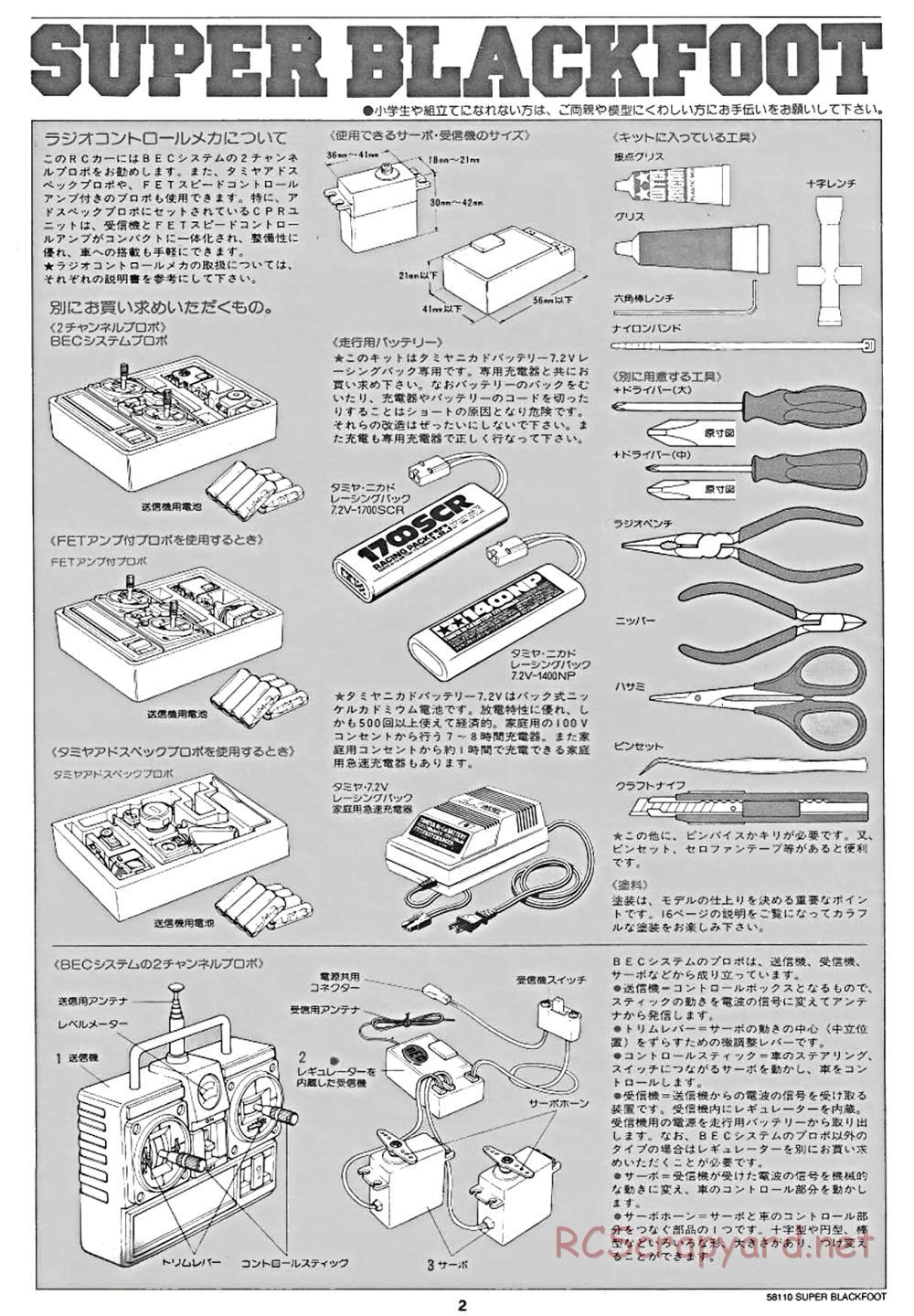 Tamiya - Super Blackfoot Chassis - Manual - Page 2