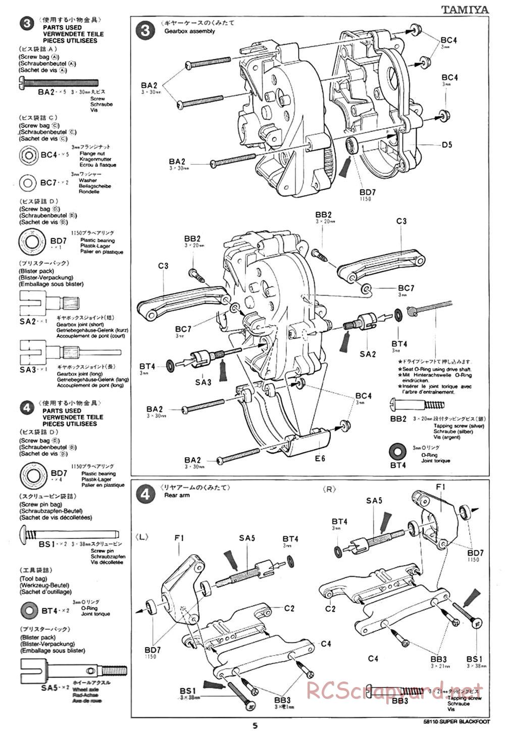 Tamiya - Super Blackfoot Chassis - Manual - Page 5