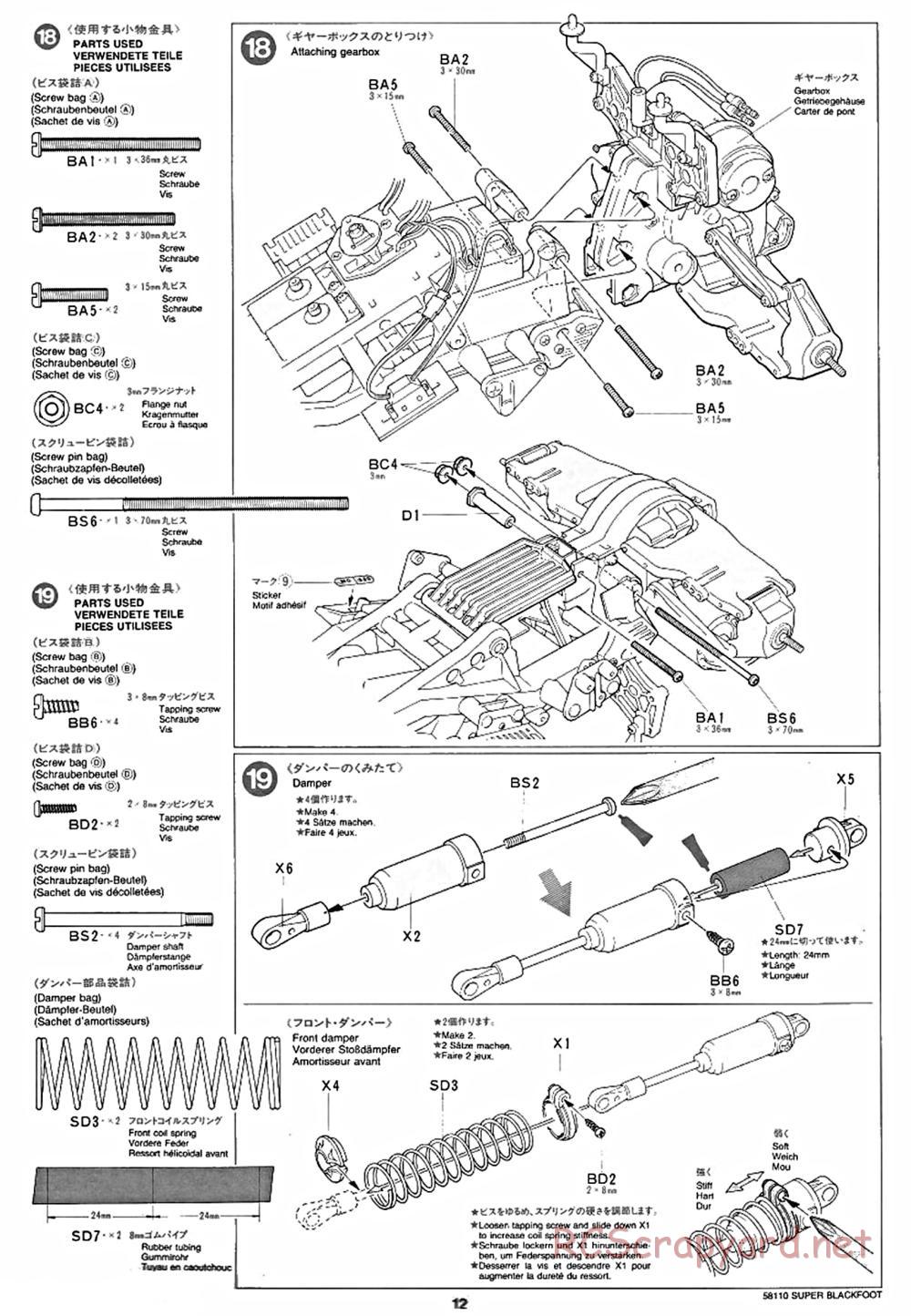 Tamiya - Super Blackfoot Chassis - Manual - Page 12