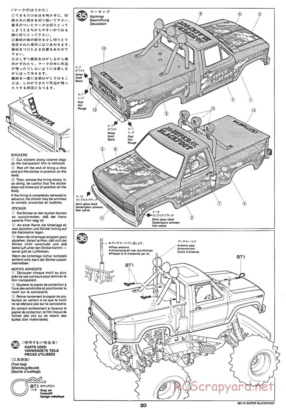 Tamiya - Super Blackfoot Chassis - Manual - Page 20