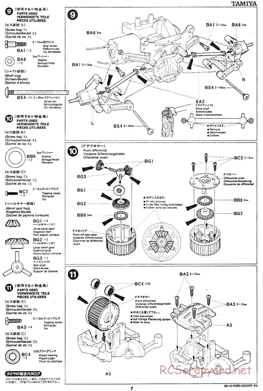 Tamiya - Ford Escort RS Cosworth - TA-01 Chassis - Manual - Page 7