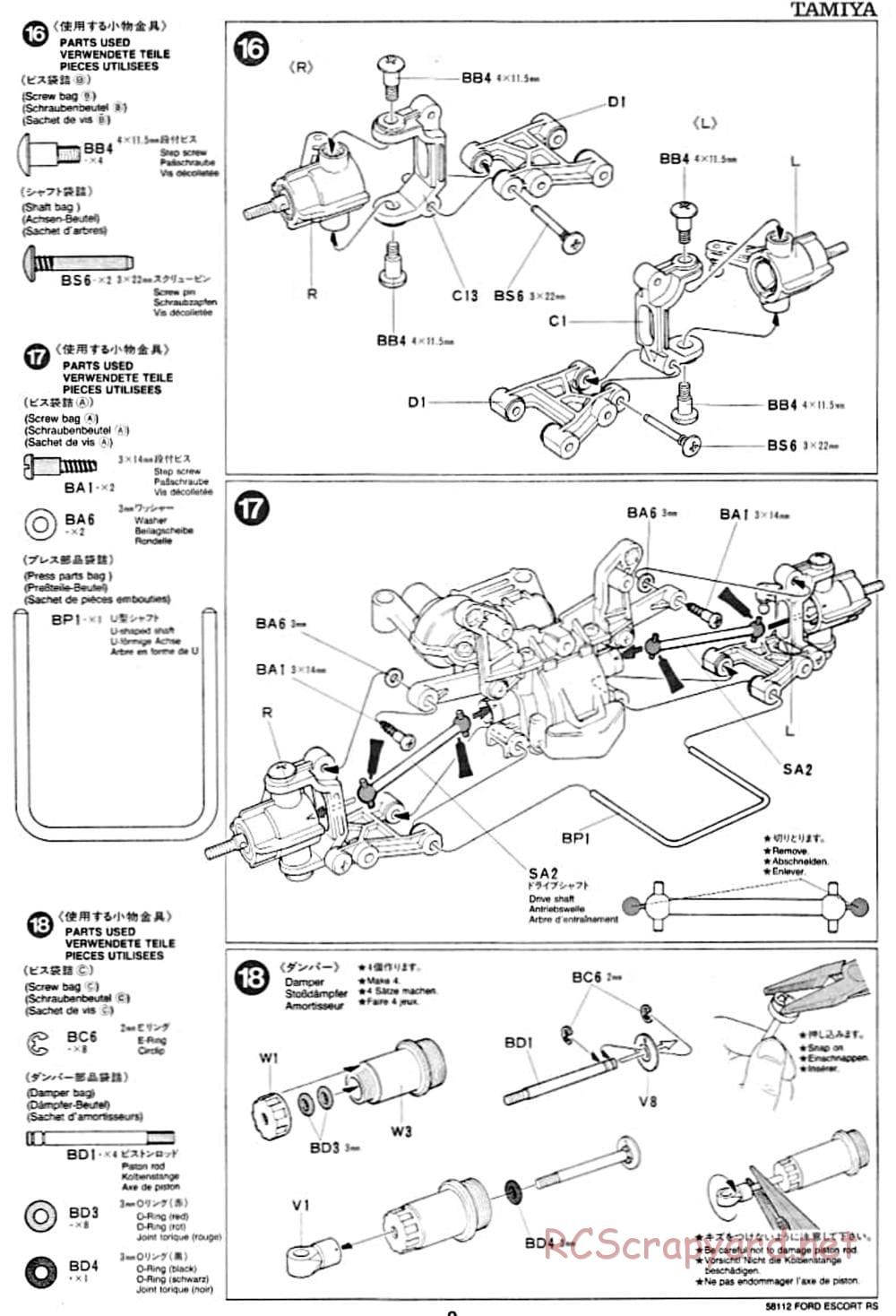 Tamiya - Ford Escort RS Cosworth - TA-01 Chassis - Manual - Page 9