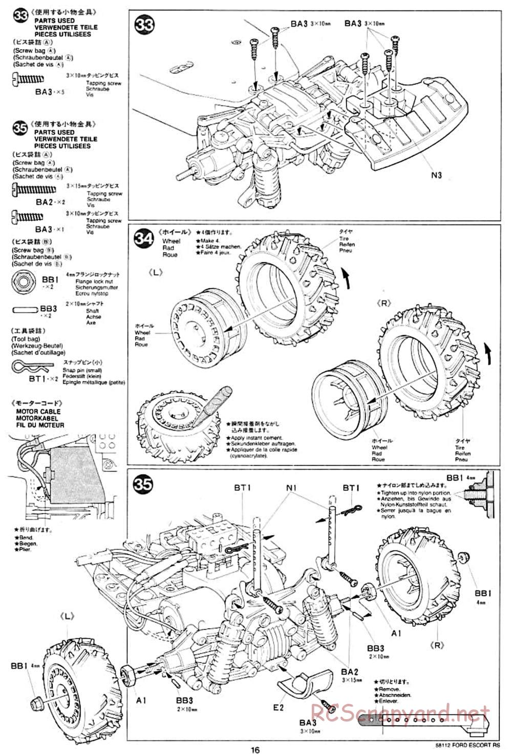 Tamiya - Ford Escort RS Cosworth - TA-01 Chassis - Manual - Page 16