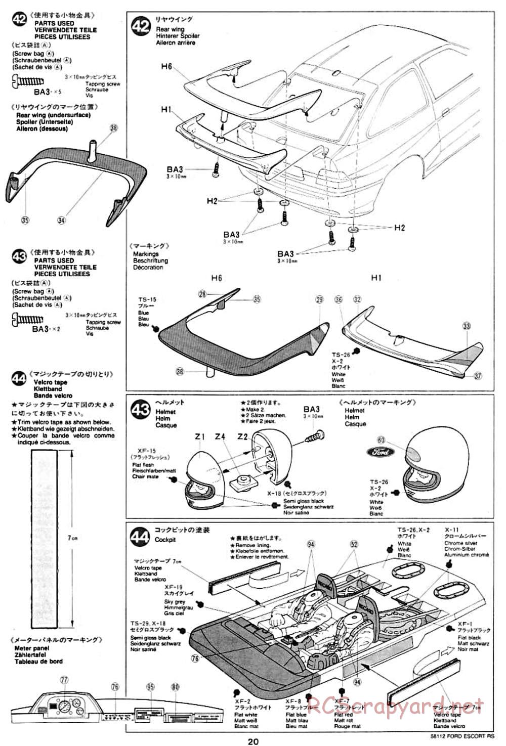 Tamiya - Ford Escort RS Cosworth - TA-01 Chassis - Manual - Page 20