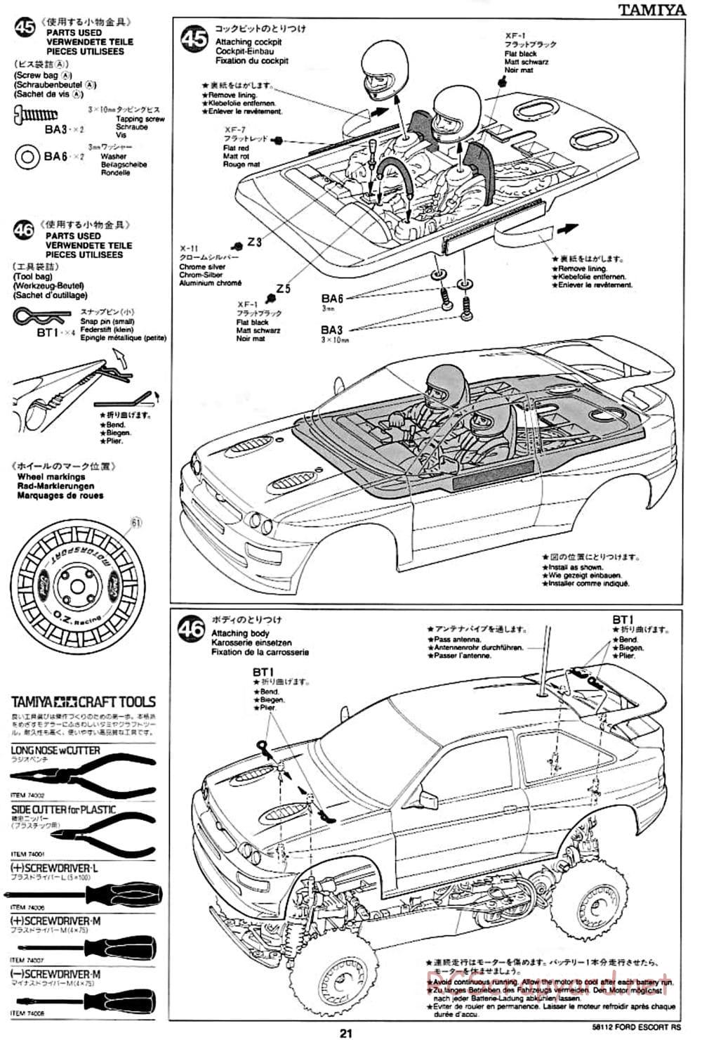 Tamiya - Ford Escort RS Cosworth - TA-01 Chassis - Manual - Page 21