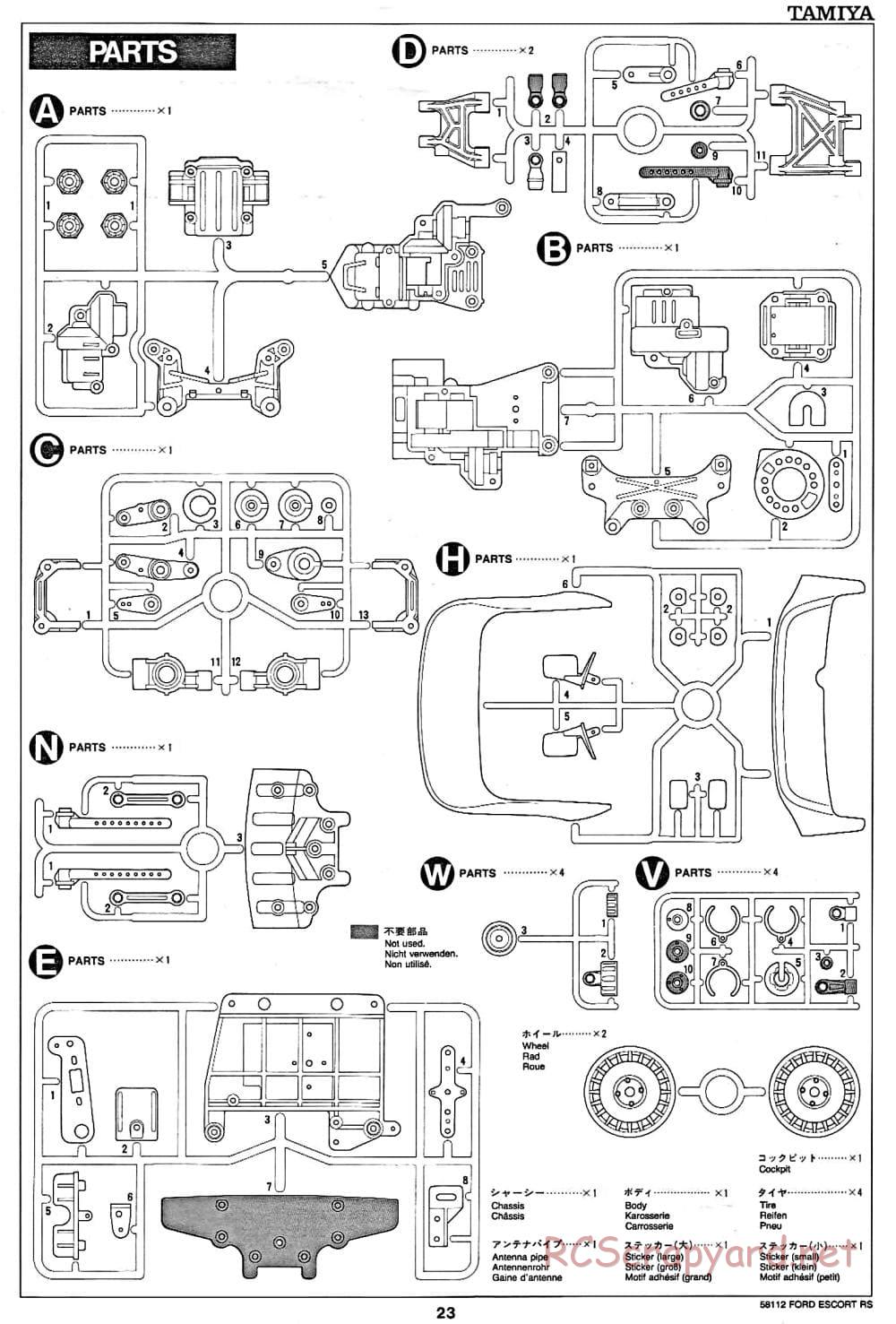 Tamiya - Ford Escort RS Cosworth - TA-01 Chassis - Manual - Page 23