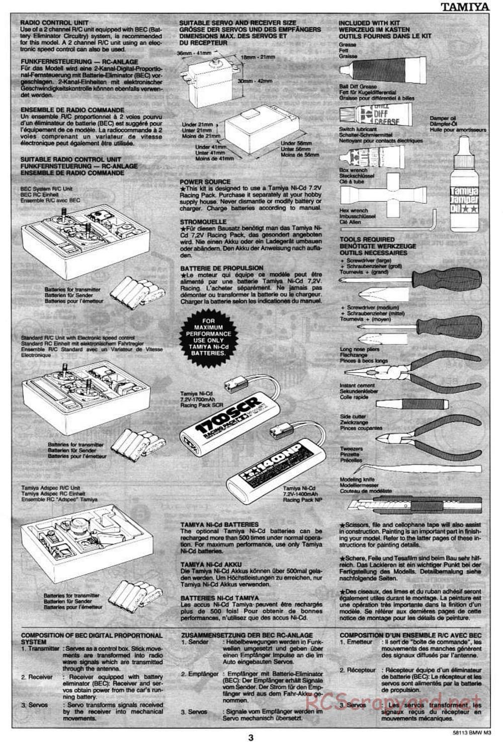 Tamiya - Schnitzer BMW M3 Sport Evo - TA-01 Chassis - Manual - Page 3