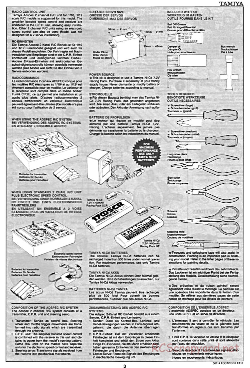 Tamiya - Footwork FA13 Mugen Honda - F102 Chassis - Manual - Page 3