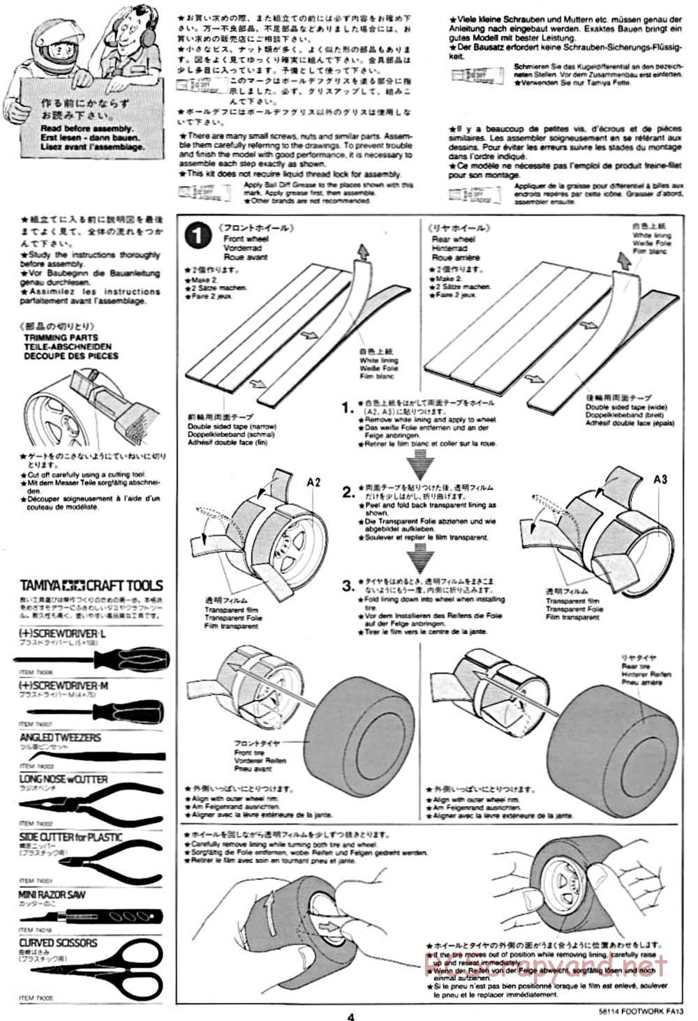 Tamiya - Footwork FA13 Mugen Honda - F102 Chassis - Manual - Page 4