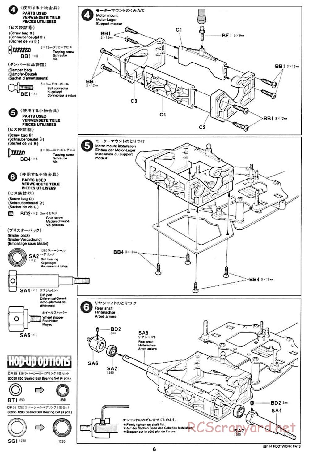 Tamiya - Footwork FA13 Mugen Honda - F102 Chassis - Manual - Page 6