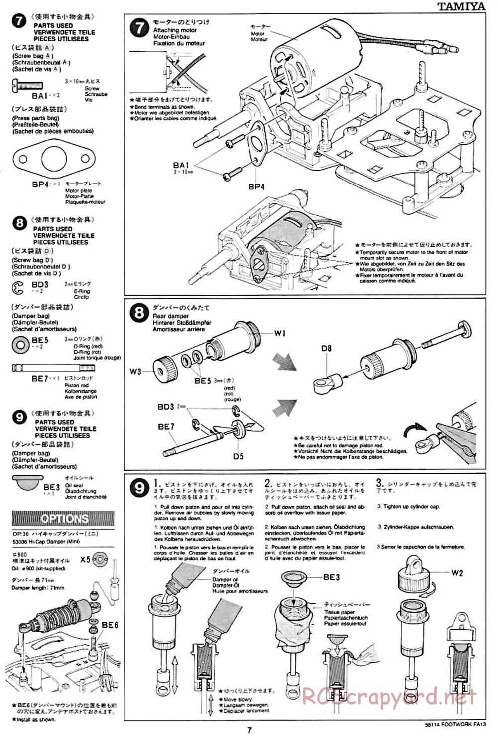 Tamiya - Footwork FA13 Mugen Honda - F102 Chassis - Manual - Page 7
