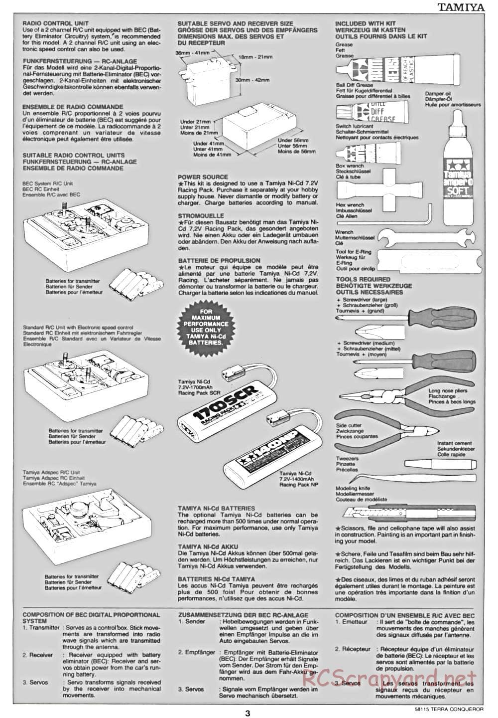 Tamiya - Terra Conqueror Chassis - Manual - Page 3