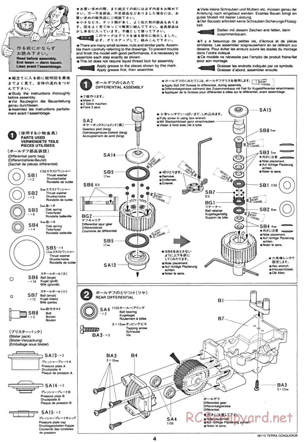 Tamiya - Terra Conqueror Chassis - Manual - Page 4
