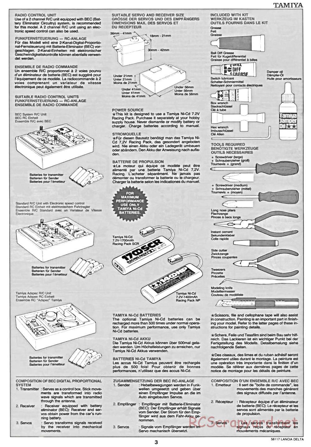 Tamiya - Lancia Delta HF Integrale - TA-01 Chassis - Manual - Page 3