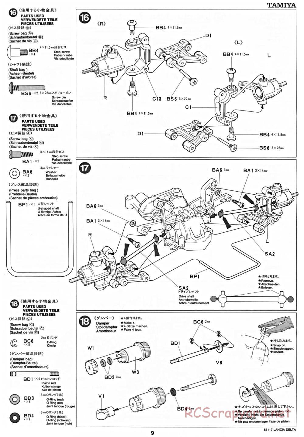 Tamiya - Lancia Delta HF Integrale - TA-01 Chassis - Manual - Page 9