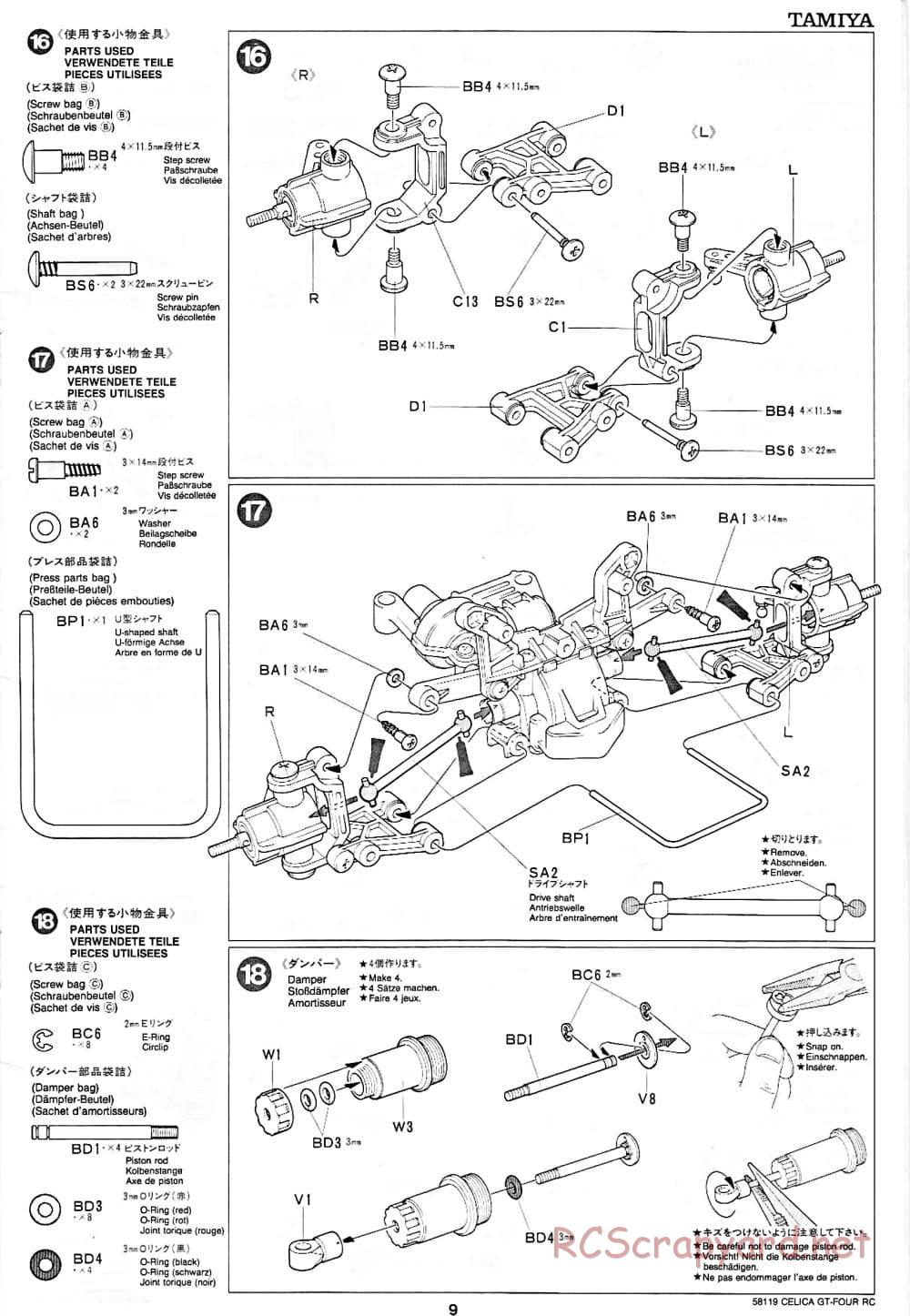 Tamiya - Toyota Celica GT-Four RC - TA-01 Chassis - Manual - Page 9