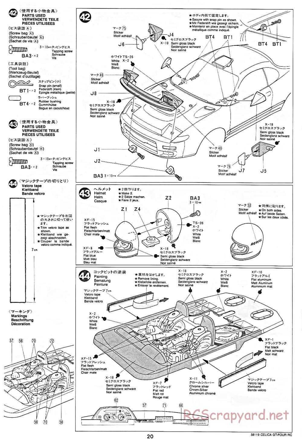Tamiya - Toyota Celica GT-Four RC - TA-01 Chassis - Manual - Page 20