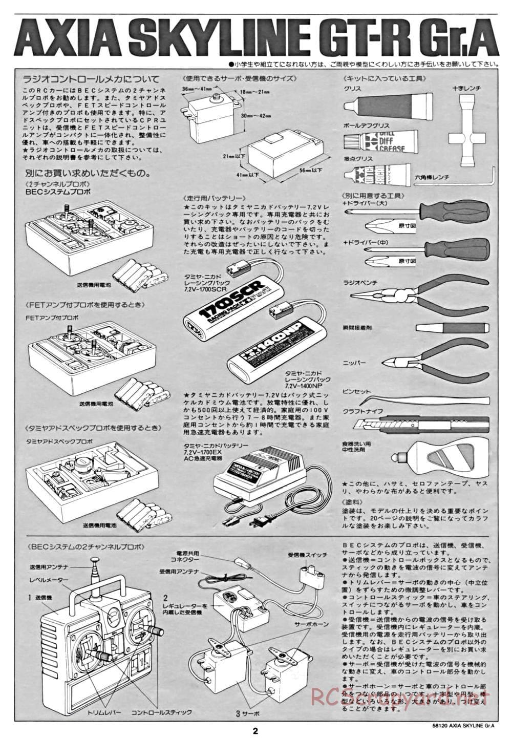 Tamiya - Axia Skyline GT-R Gr.A - TA-01 Chassis - Manual - Page 2