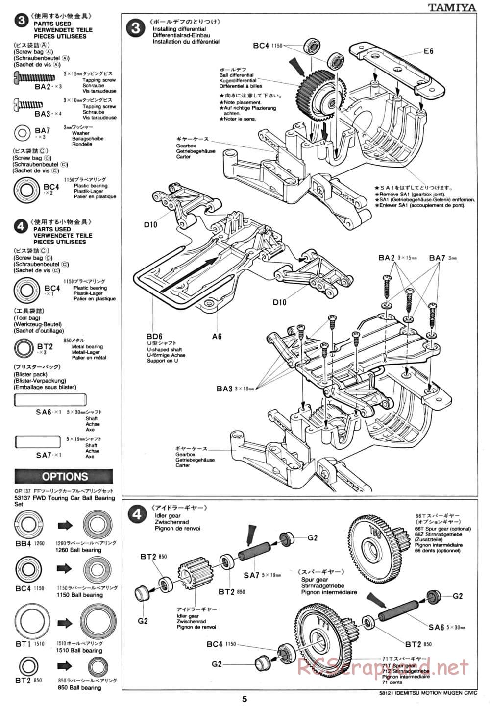 Tamiya - Idemitsu Motion Mugen Civic - FF-01 Chassis - Manual - Page 5
